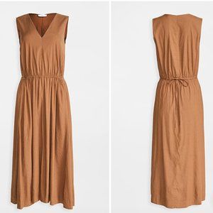 Vince Drawstring V-neck Midi Dress In Pecan XL